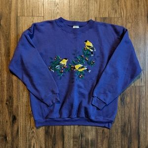 Vintage 90s Bird Crewneck Sweatshirt Purple